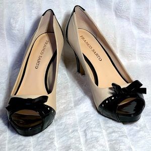 Franco Sarto Yasmine Peep Toe Heels with Bow 9